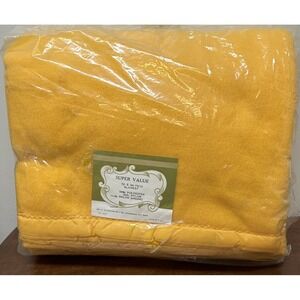 Vintage Beacon Blanket Harvest Gold Mustard Yellow 72" x 90" Nylon Trim NEW NOS